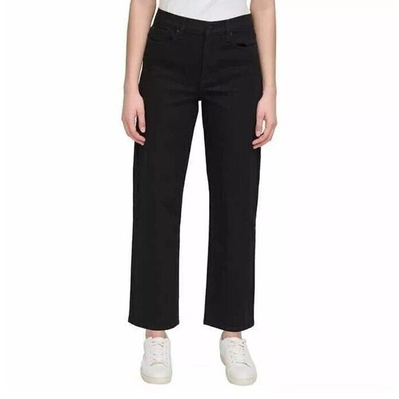 Calvin Klein Women's Sz 14 High Rise Straight Leg Jeans Jet Black 29" Inseam NWT - Picture 5 of 5